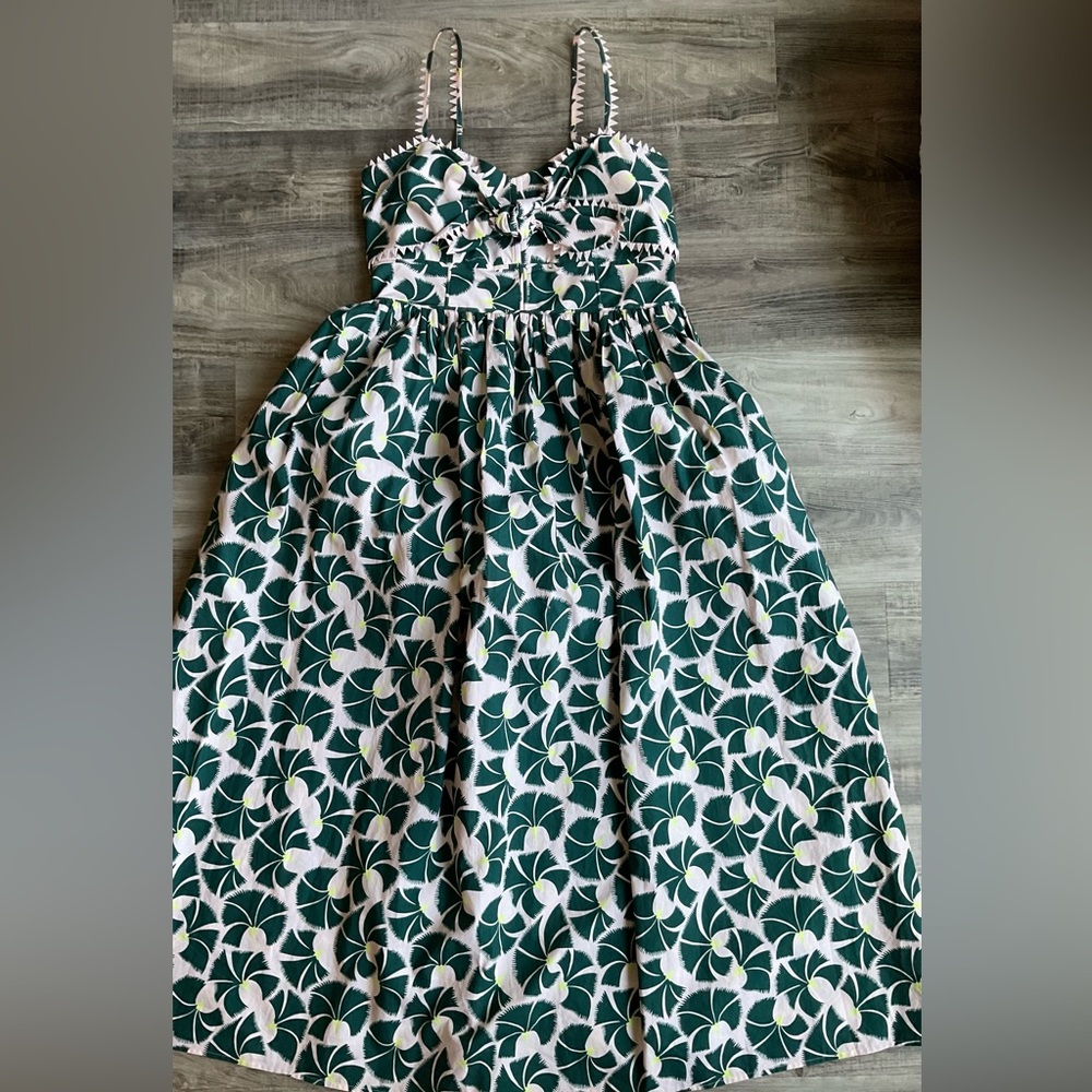 Oroton Fan Flower-print sundress featuring saw-tooth lace trims size 12 - Picture 2 of 7